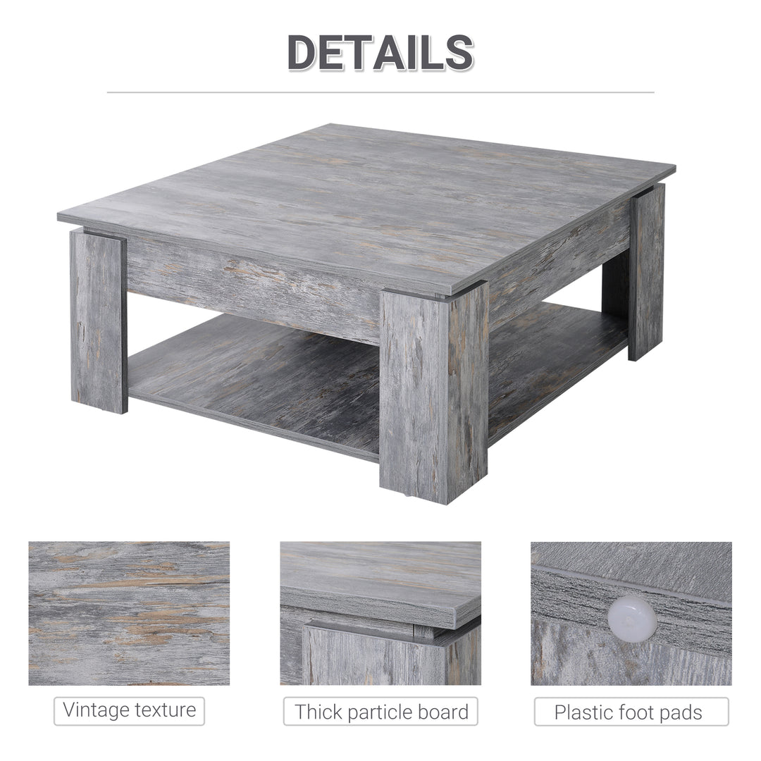 MCL 2 Tier Wood Coffee Table Side Table Bottom Storage Shelf  Simple Modern Living Room Grey Wood Grain