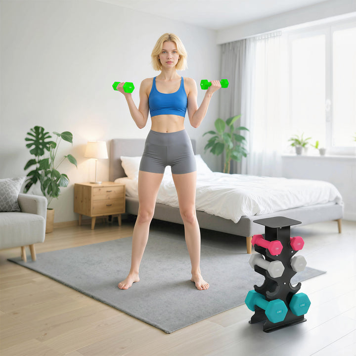 Hex Dumbbells Set with Dumbbell Rack, Hand Weights for Home Gym Streng