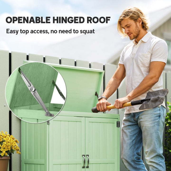 Small Shed, Wooden Garden Shed with Openable Hinged Roof and Removable