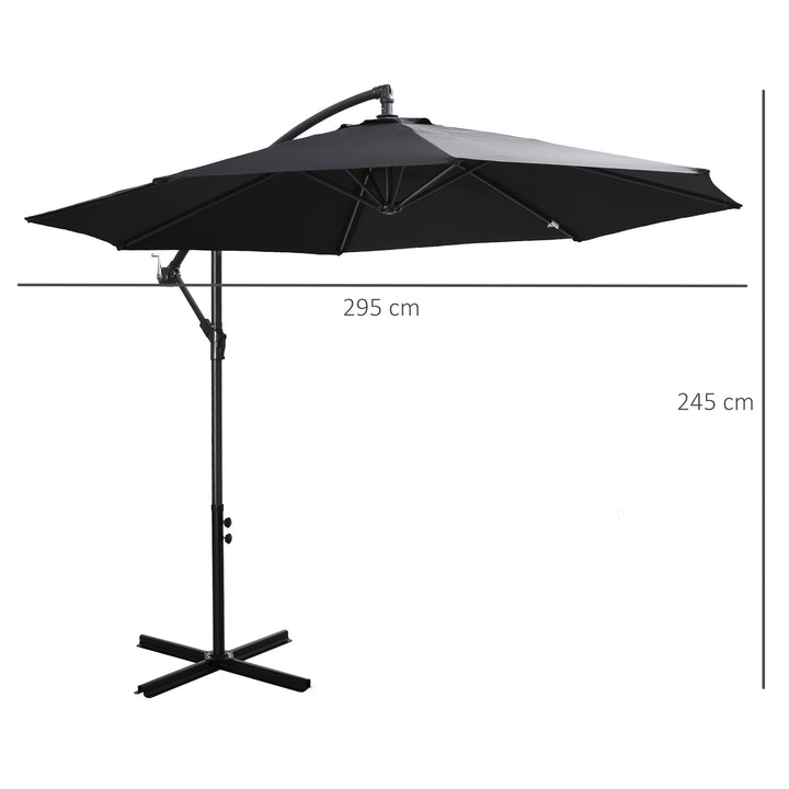 Outsunny Cantilever Umbrella Parasol Hanging Banana Steel Black 3M Patio