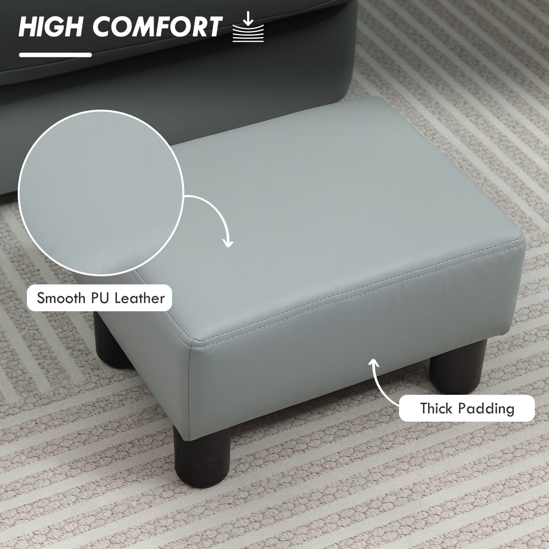 PU Leather Footstool with 4 Plastic Legs, Grey