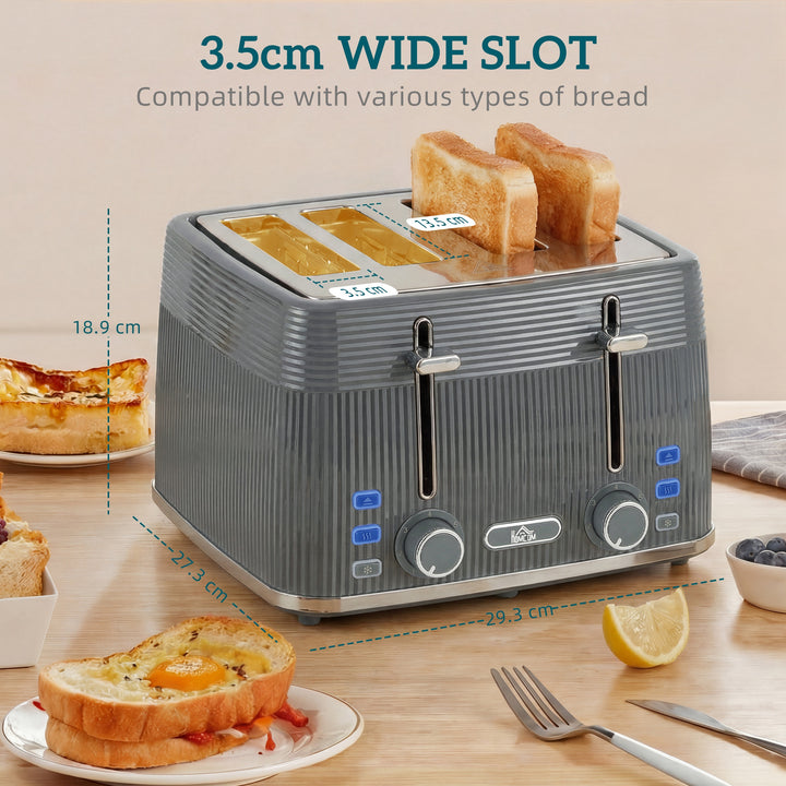 4 Slice Toaster with 7 Browning Levels, Bread Toaster with Removable C