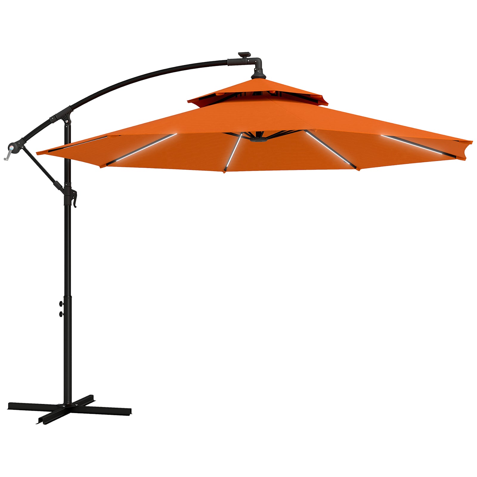 3m LED Light Overhanging Parasol - Orange