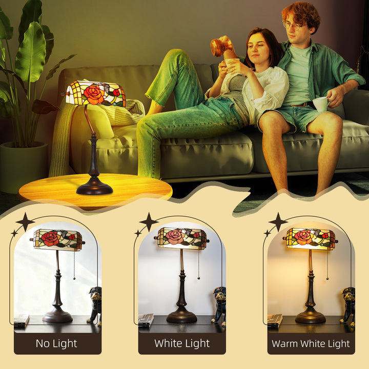 MCL Tiffany-Style Rose and Butterfly Table Lamp - Multi