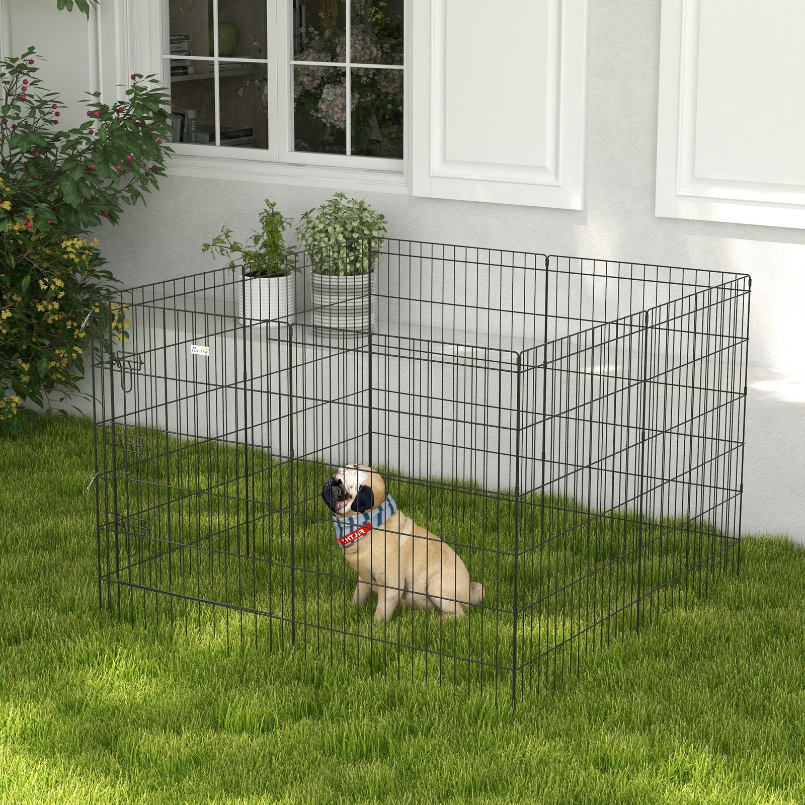 8 Panel DIY Dog Pen with Door, for Dogs, Small Animals, Indoor/Outdoor Use, 91cm High