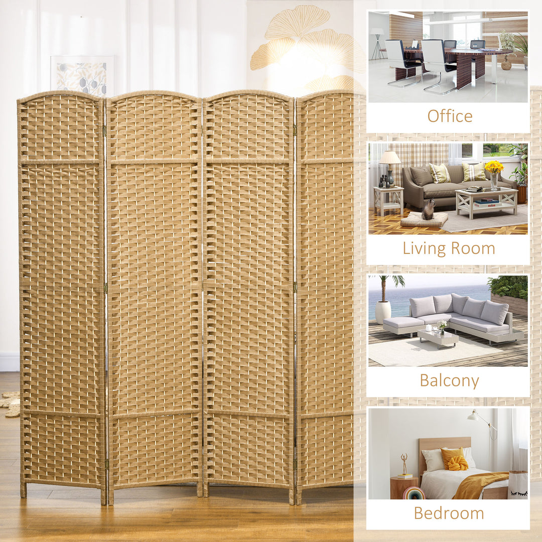 6 Panel Folding Room Divider, Freestanding Privacy Screen for Living Room, Bedroom and Office, 240 x 170cm, Natural