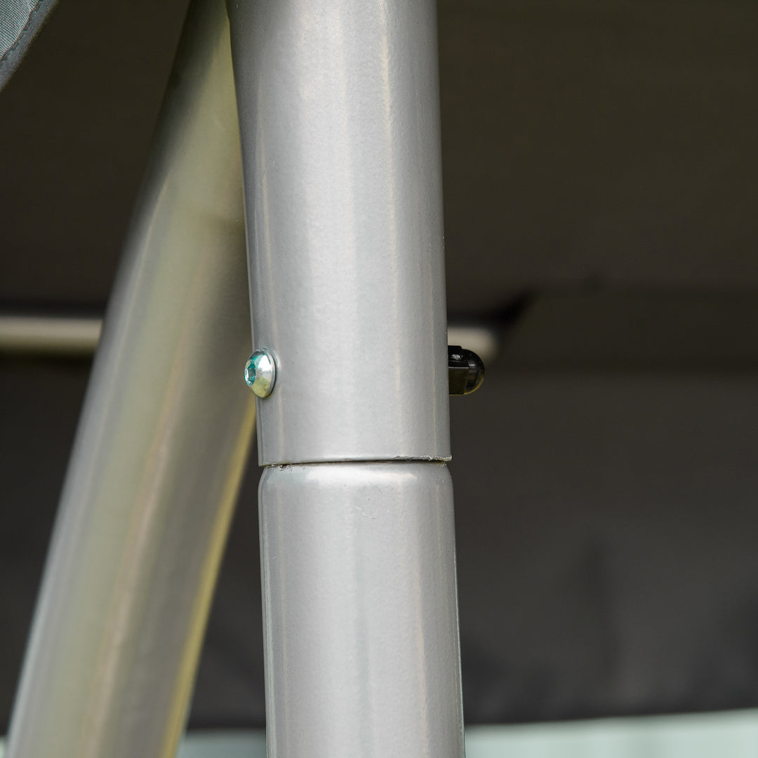 MCL Three Person Steel Outdoor Porch Swing Chair Bench w/ Canopy Cover Grey