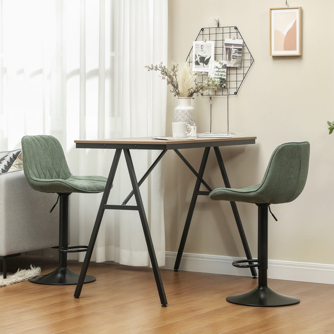 Set of Two Linen-Look Bar Stools