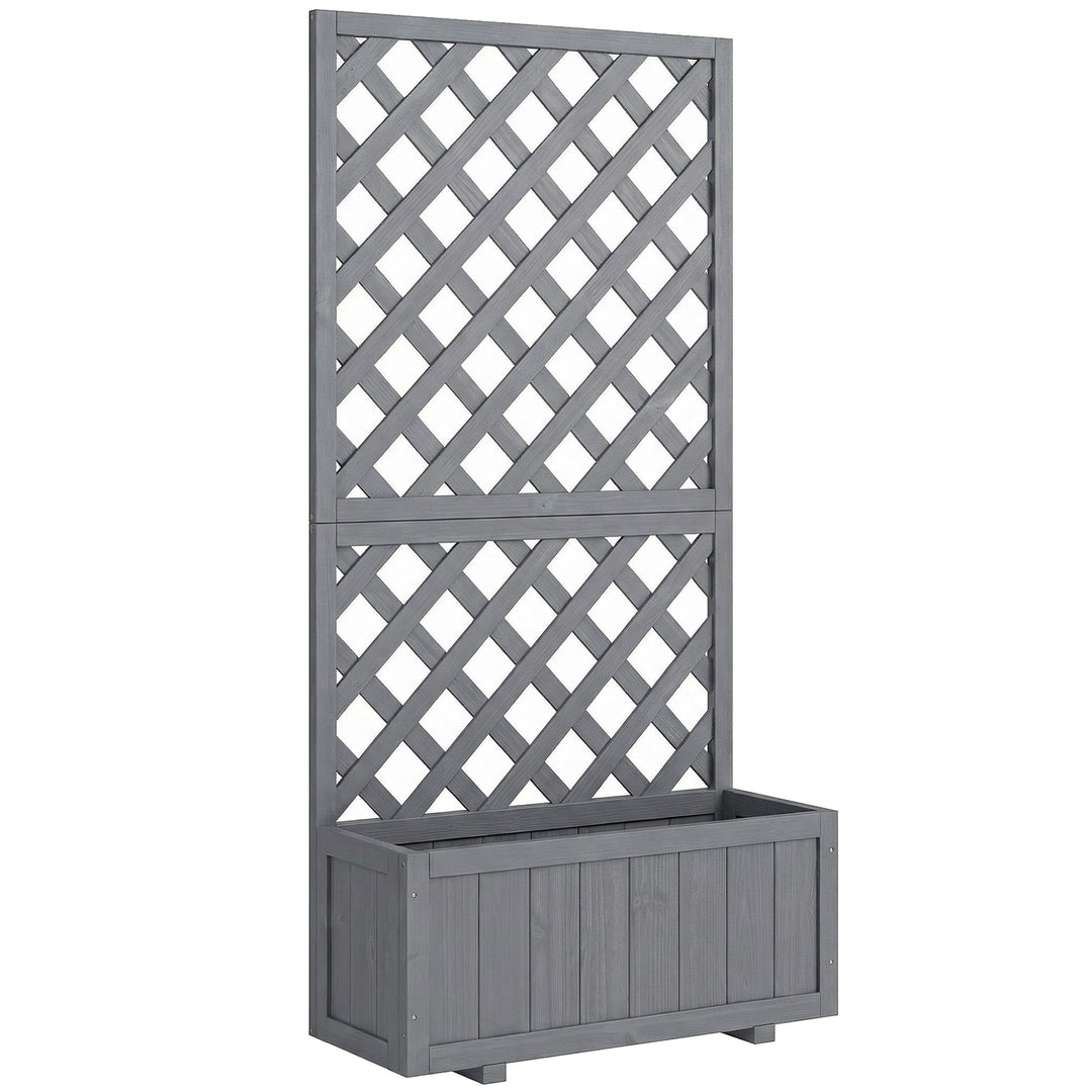 Wood Planter with Trellis for Climbing Plants, Raised Bed, Planter Box