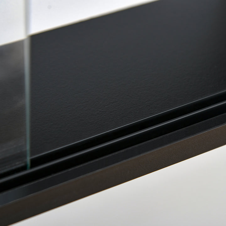 MCL 5-Tier Wall Display Shelf Unit Cabinet w/ 4 Adjustable Shelves Glass Doors Home Office Ornaments 60x80cm Black/White