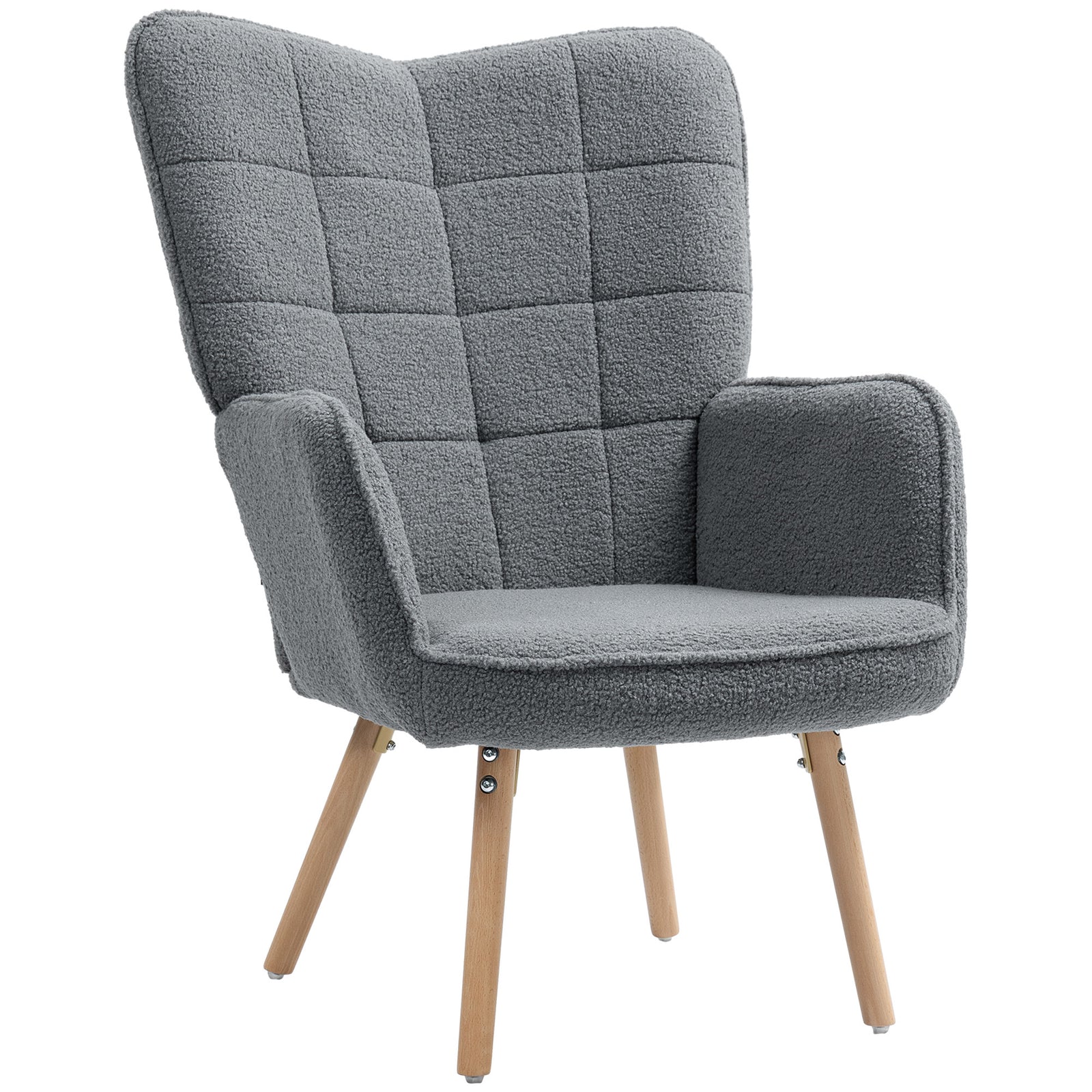 Teddy Fleece Wingback Accent Chair - Grey