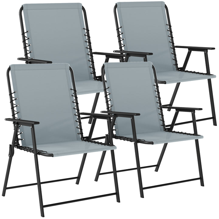 Folding Garden Chairs Set of 4, Outdoor Dining Chairs with Wide Textel