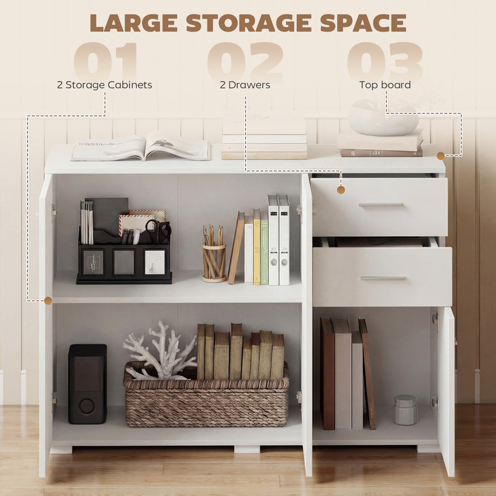 Sideboard, Modern Storage Cabinet with 2 Drawers, 3 Doors and Adjustab