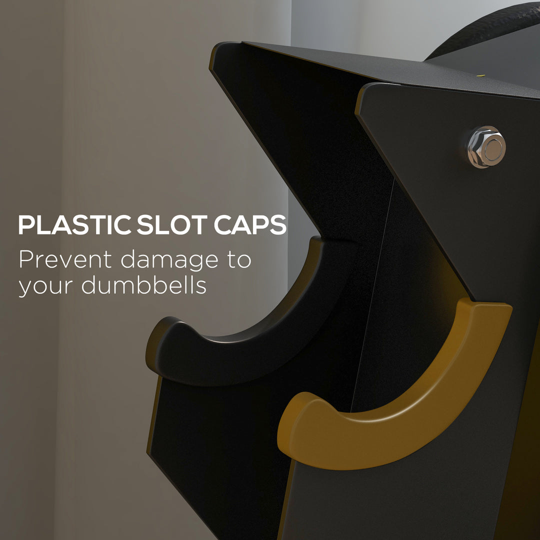 SPORTNOW 5-Tier Dumbbell Rack with 6 Hexagonal Rubber Dumbbells (2x4kg, 2x5kg, 2x6kg), Dumbbell Storage Stand Holder with Weights Sets for Home Gym Fitness, Black