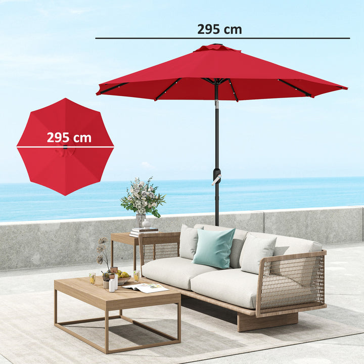 3 m Replacement Parasol Canopy with Top Vent, UPF 50+ Garden Parasol Replacement Canopy, 8 Rib Parasol Cover Replacement Fits Various Frames, Red