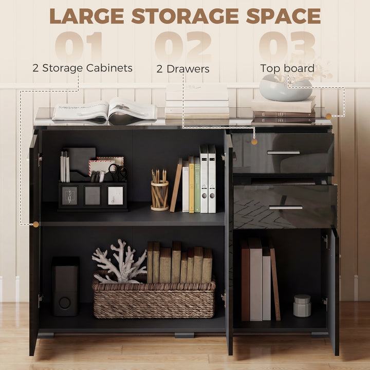 Sideboard, Modern Storage Cabinet with 2 Drawers, 3 Doors and Adjustab