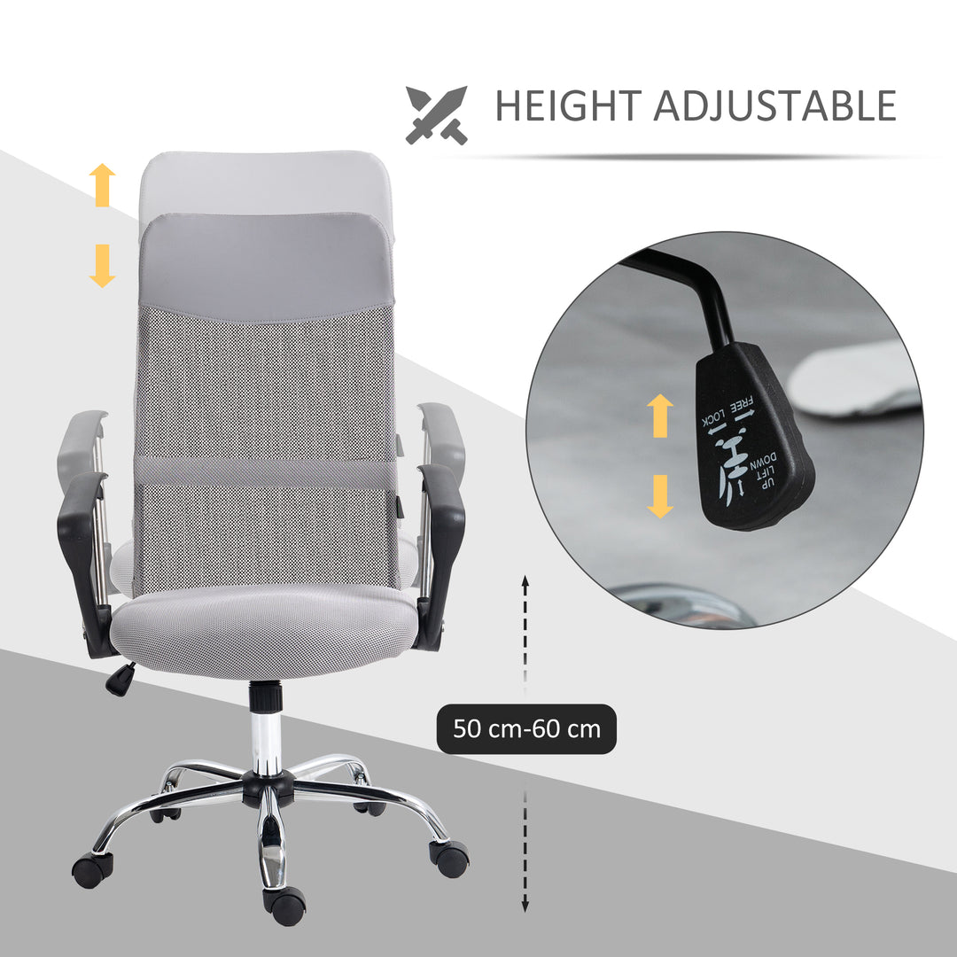 Ergonomic Office Chair Mesh Chair with Adjustable Height Tilt Function Light Grey