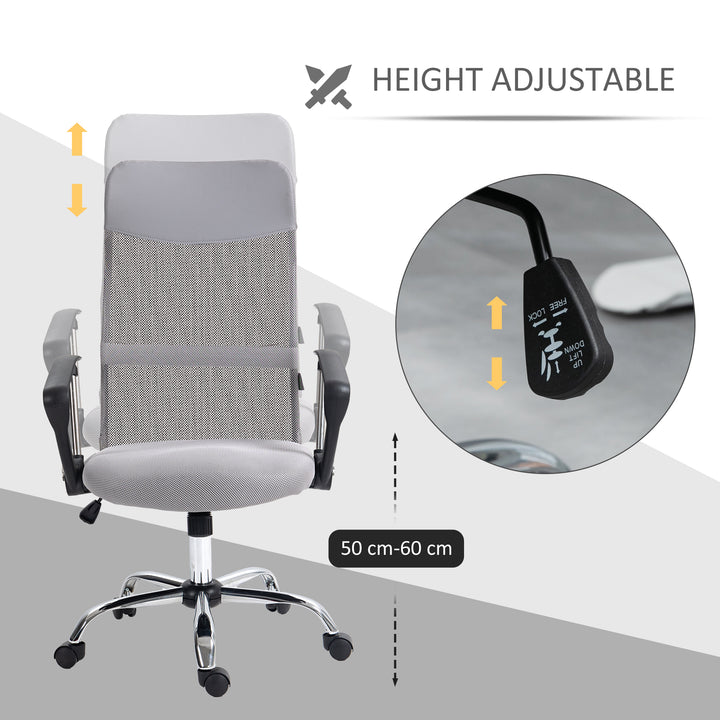 Ergonomic Office Chair Mesh Chair with Adjustable Height Tilt Function Light Grey