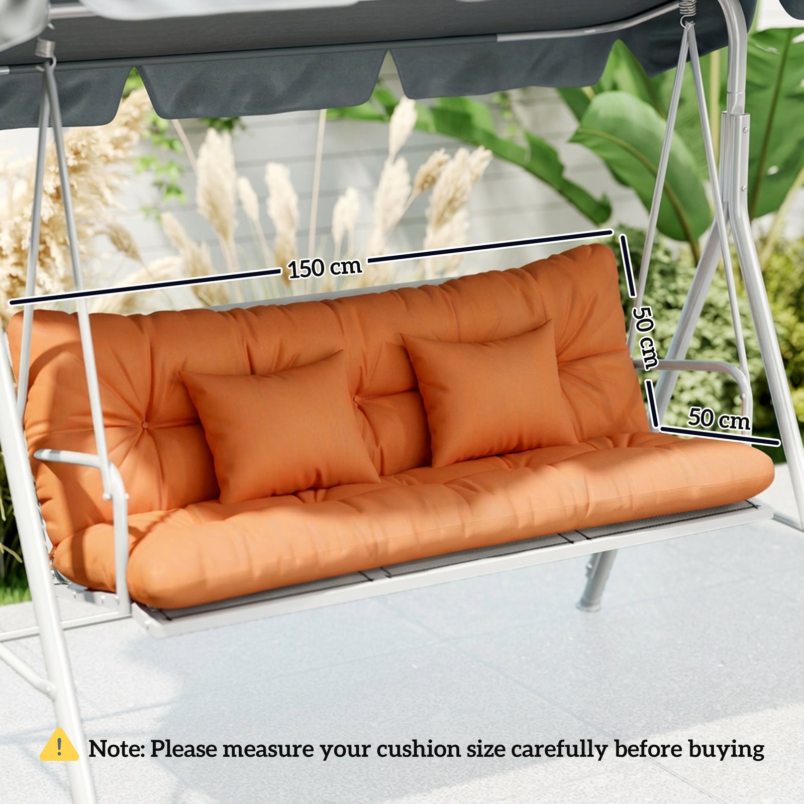 Outdoor Seat Cushions Back Cushion with 2 Pillows, Water Repellent Sea