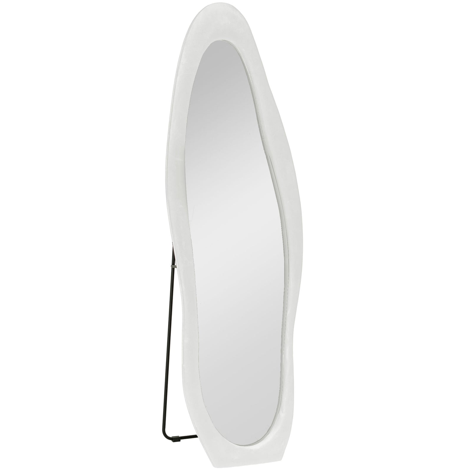Wavy Velvet-Feel Full Length Mirror - White