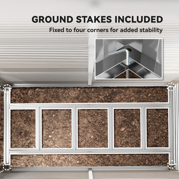 5 x 9ft Galvanised Metal Garden Shed with Foundation Kit, Outdoor Lean-to Shed, Tool Storage House with Lockable Doors, Gloves and 2 Air Vents for Patio, Garden, Brown