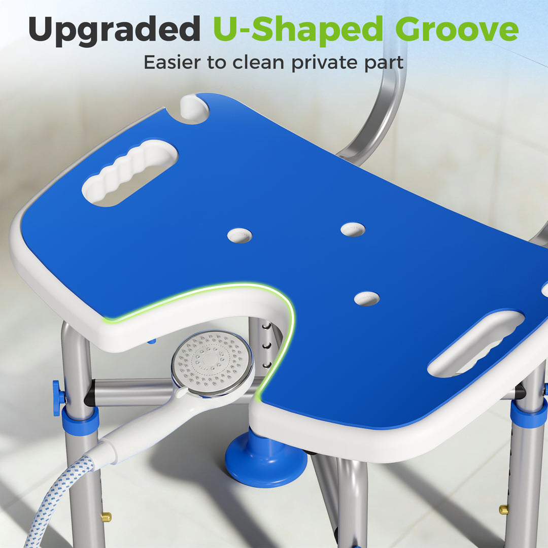 Shower Chair with U-Shaped Cutout, Height Adjustable Bath Bench, Padde