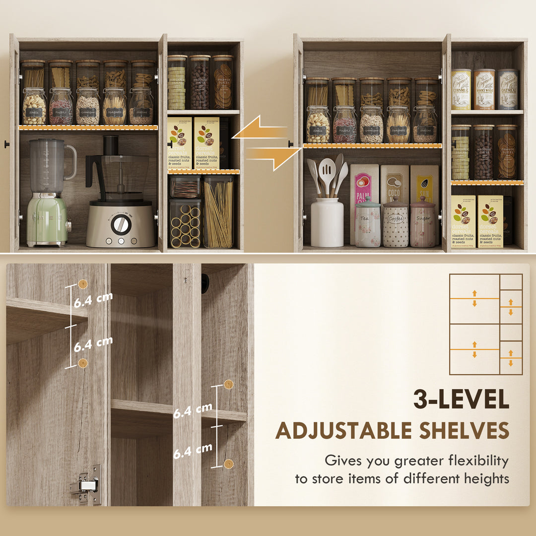 MCL Multi-Storage Kitchen Cabinet, with Glass Doors - Grey Wood-Effect