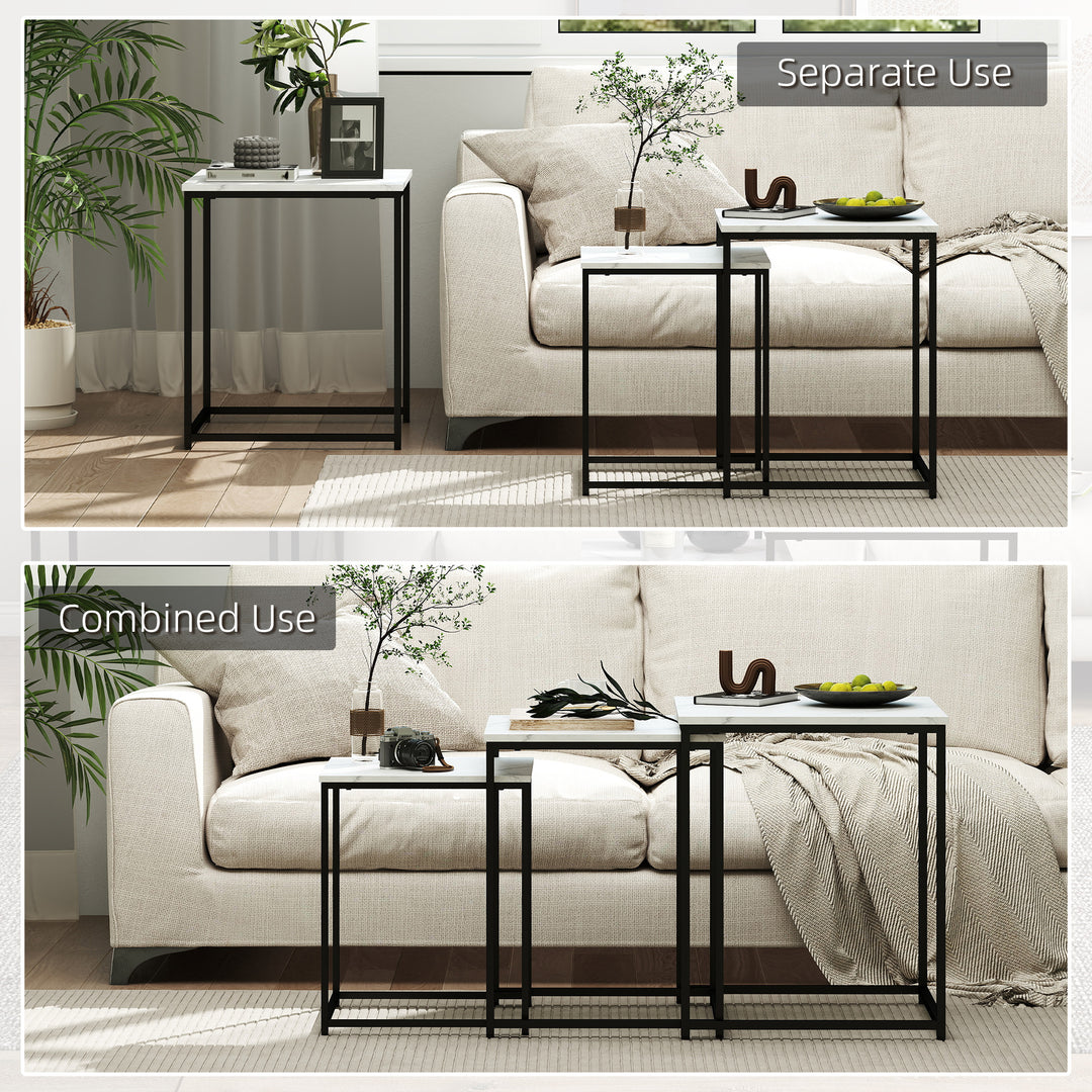 Three Nest of Tables, Marble Effect Finish