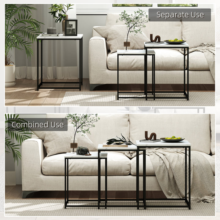 Three Nest of Tables, Marble Effect Finish
