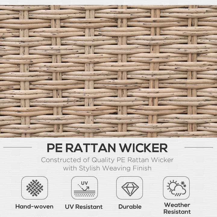 MCL 4 Pieces Rattan Garden Furniture Set, Garden Corner Sofa with Side Trays, Wicker Conservatory Furniture Set with Loveseats, Slatted Plastic Top Coffee Table and Cushions, Beige