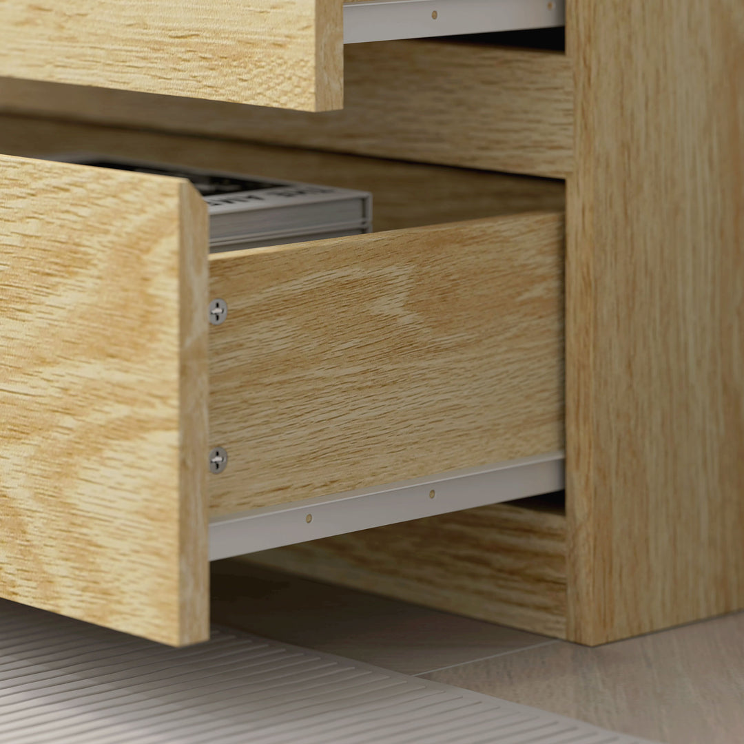 180cm Tall Bookcase, with Shelves and Drawers - Wood Effect