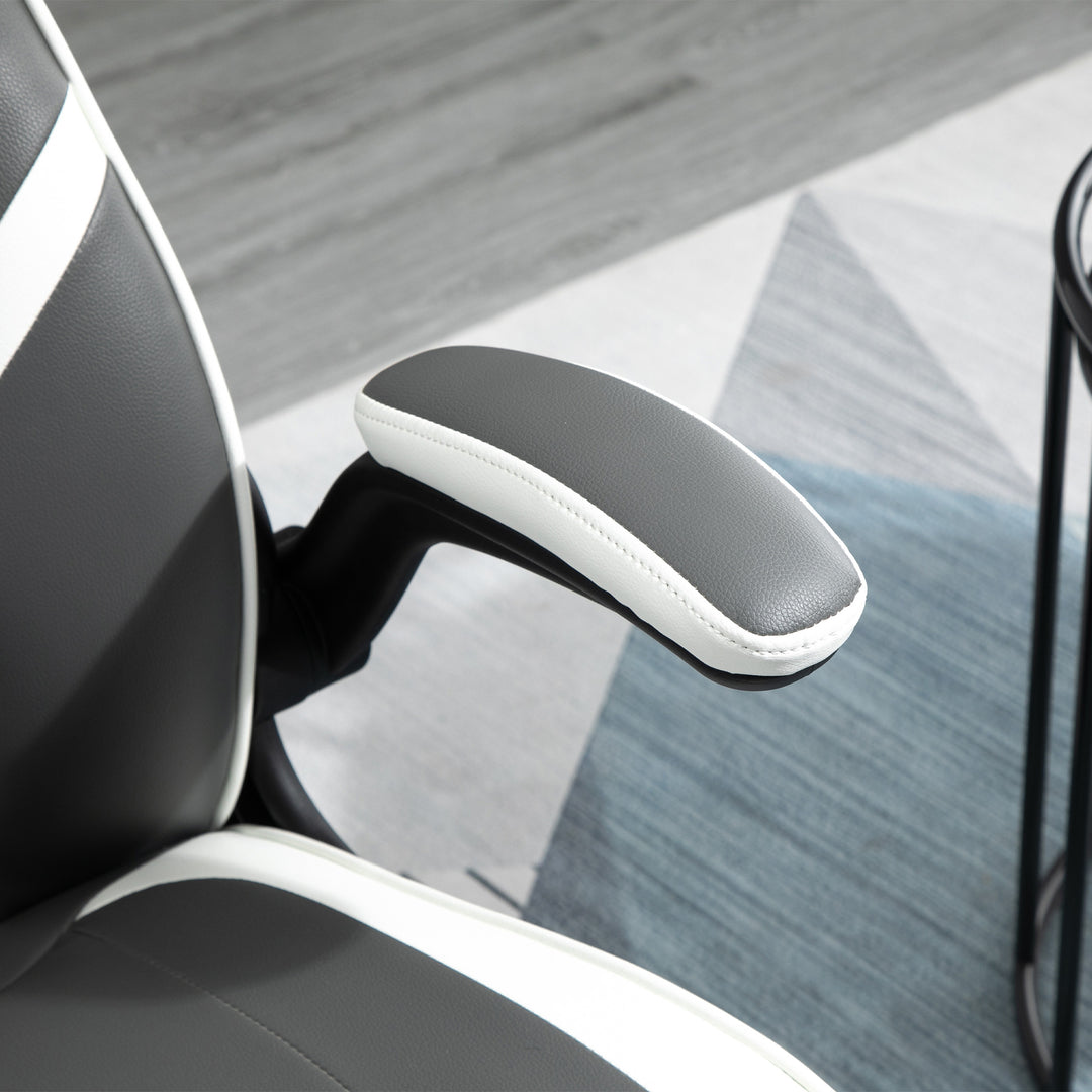 Gaming Chair Ergonomic Computer Chair with Adjustable Height Pedestal Base, Home Office Desk Chair PVC Leather Exclusive Swivel Chair Grey