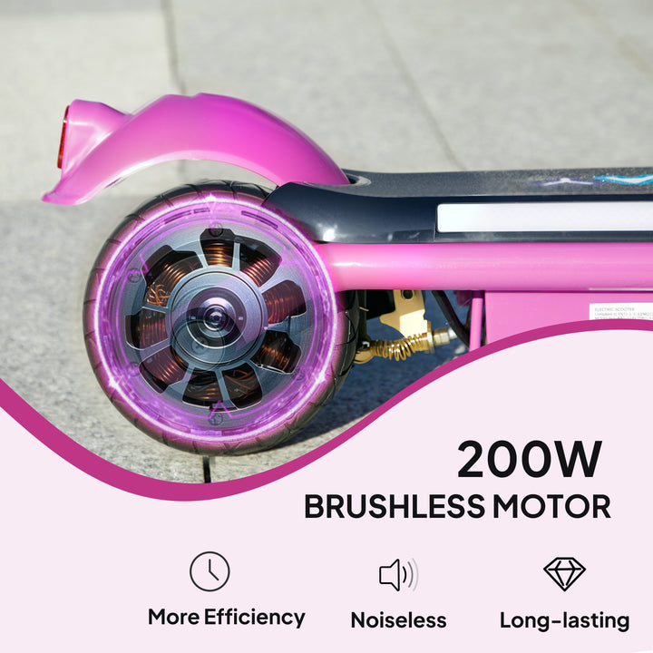 Electric Scooter for Kids Ages 6-14, with Dual Brakes, Flash Wheel and Colourful Light, Kids Electric Scooter E Scooter, Up to 12 KM/H & 10 KM, Purple