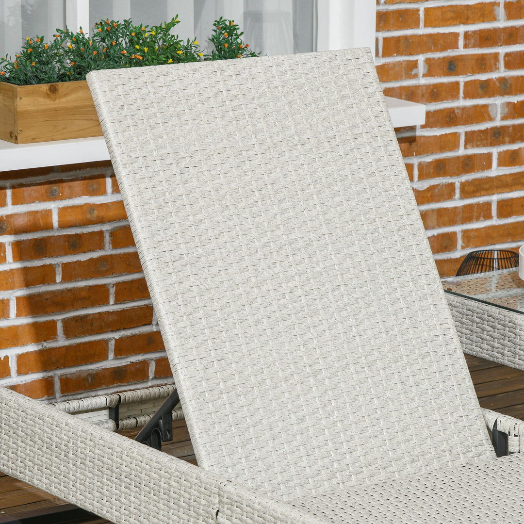 3-piece PE Rattan Sun Lounger Set with Adjustable 5-Position Recliner,