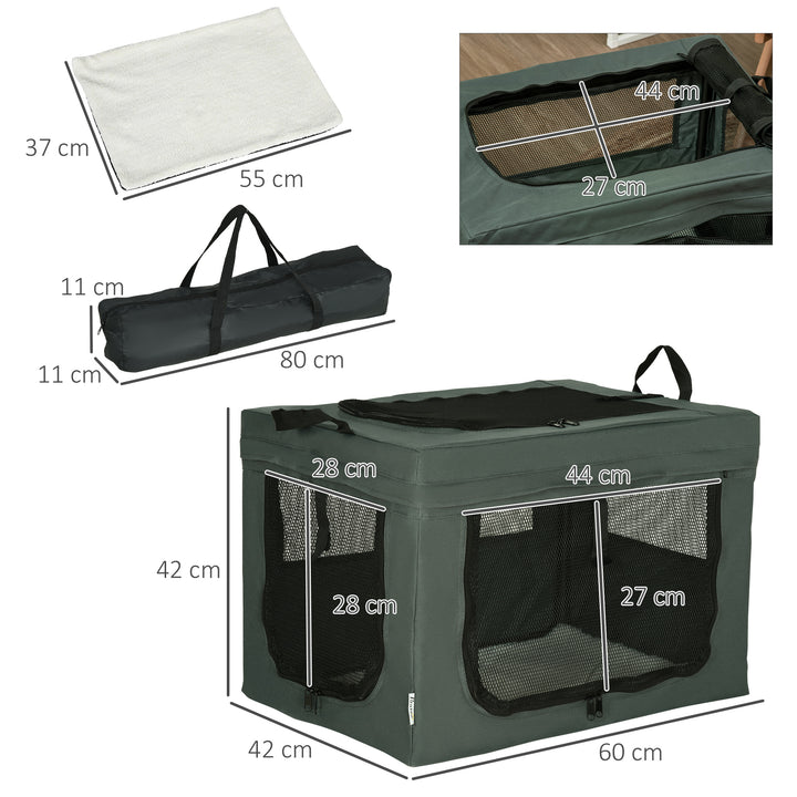 60cm Pet Carrier, with Cushion, for Miniature Dogs - Grey