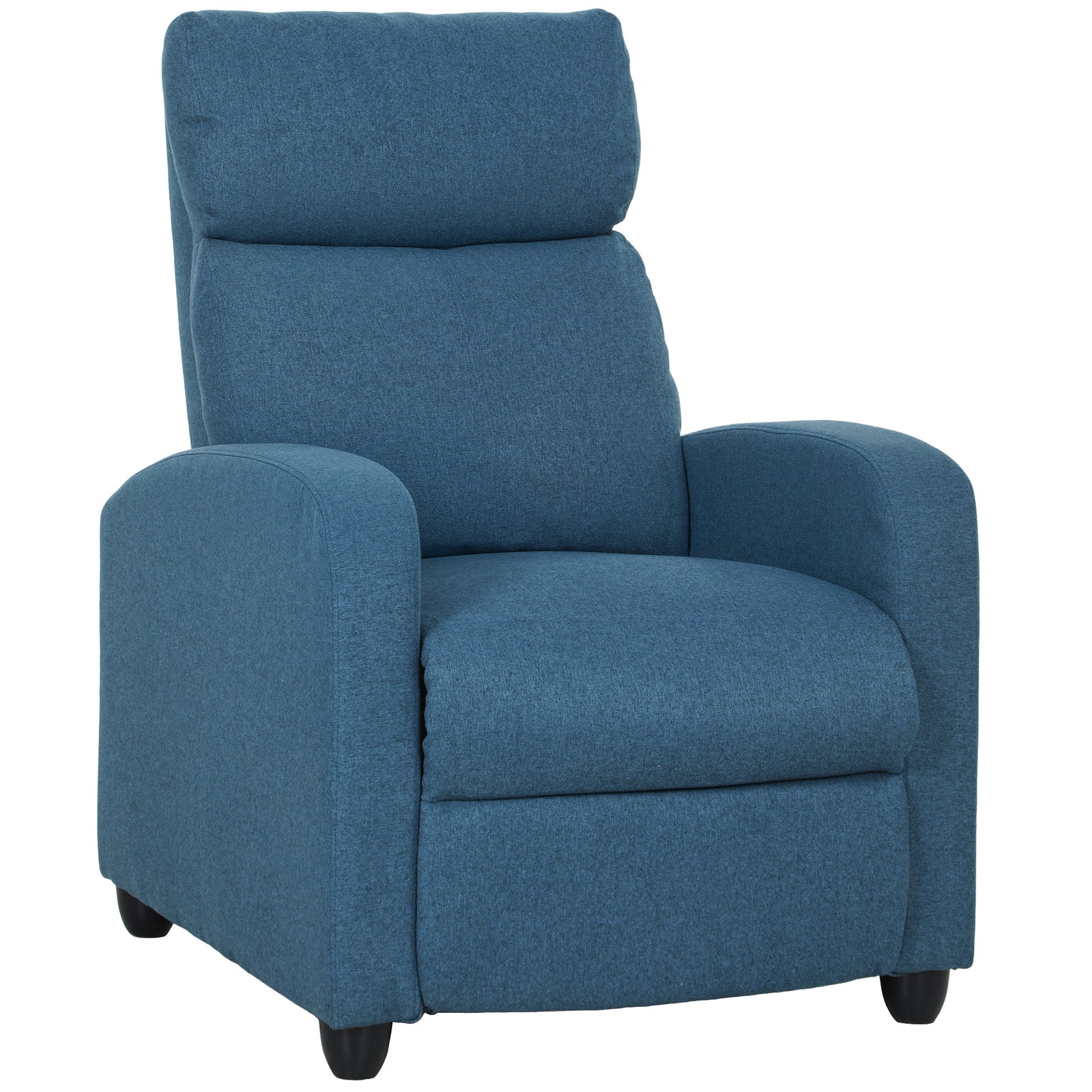 135° Push Back Recliner Armchair, with Footrest - Blue