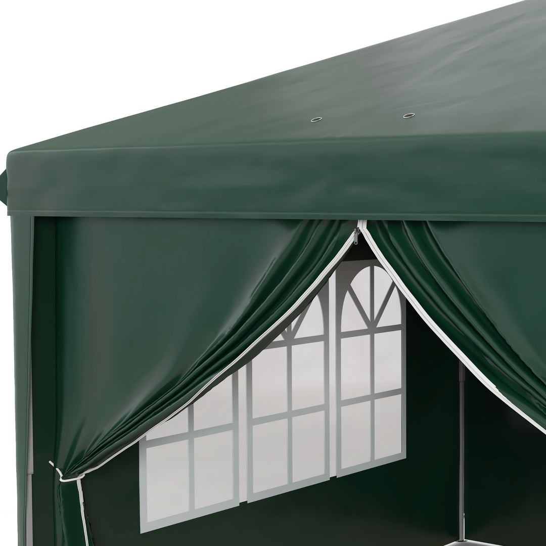 3 x 6m Pop-Up Gazebo, with Curtain Walls and Windows - Dark Green