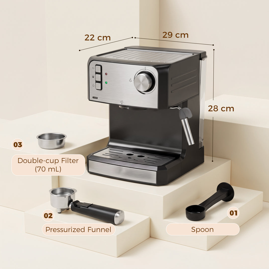 Espresso Machine, 20-Bar Semi Automatic Cappuccino Coffee Maker with F