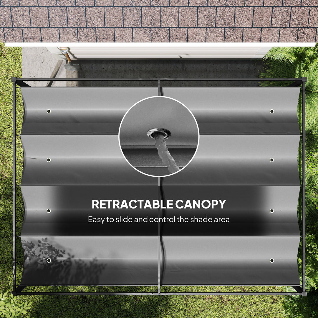 MCL 4 x 3(m) Metal Outdoor Pergola with Retractable Roof, Outdoor Gazebo with Drainage Holes for Garden, Patio, Lawn, Grey