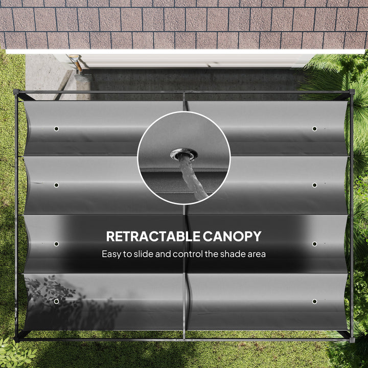 MCL 4 x 3(m) Metal Outdoor Pergola with Retractable Roof, Outdoor Gazebo with Drainage Holes for Garden, Patio, Lawn, Grey