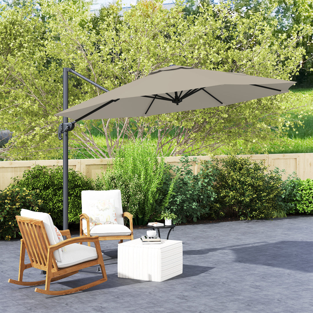3 m Five-Angle Cantilever Parasol - Light Grey