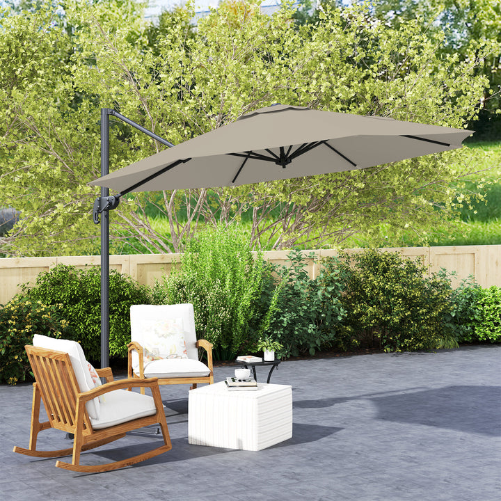 3 m Five-Angle Cantilever Parasol - Light Grey