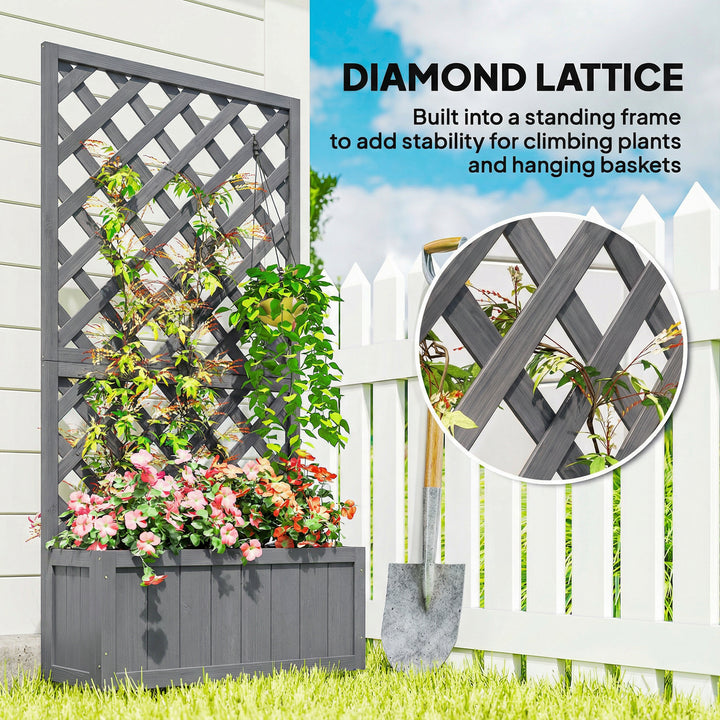 Wood Planter with Trellis for Climbing Plants, Raised Bed, Planter Box
