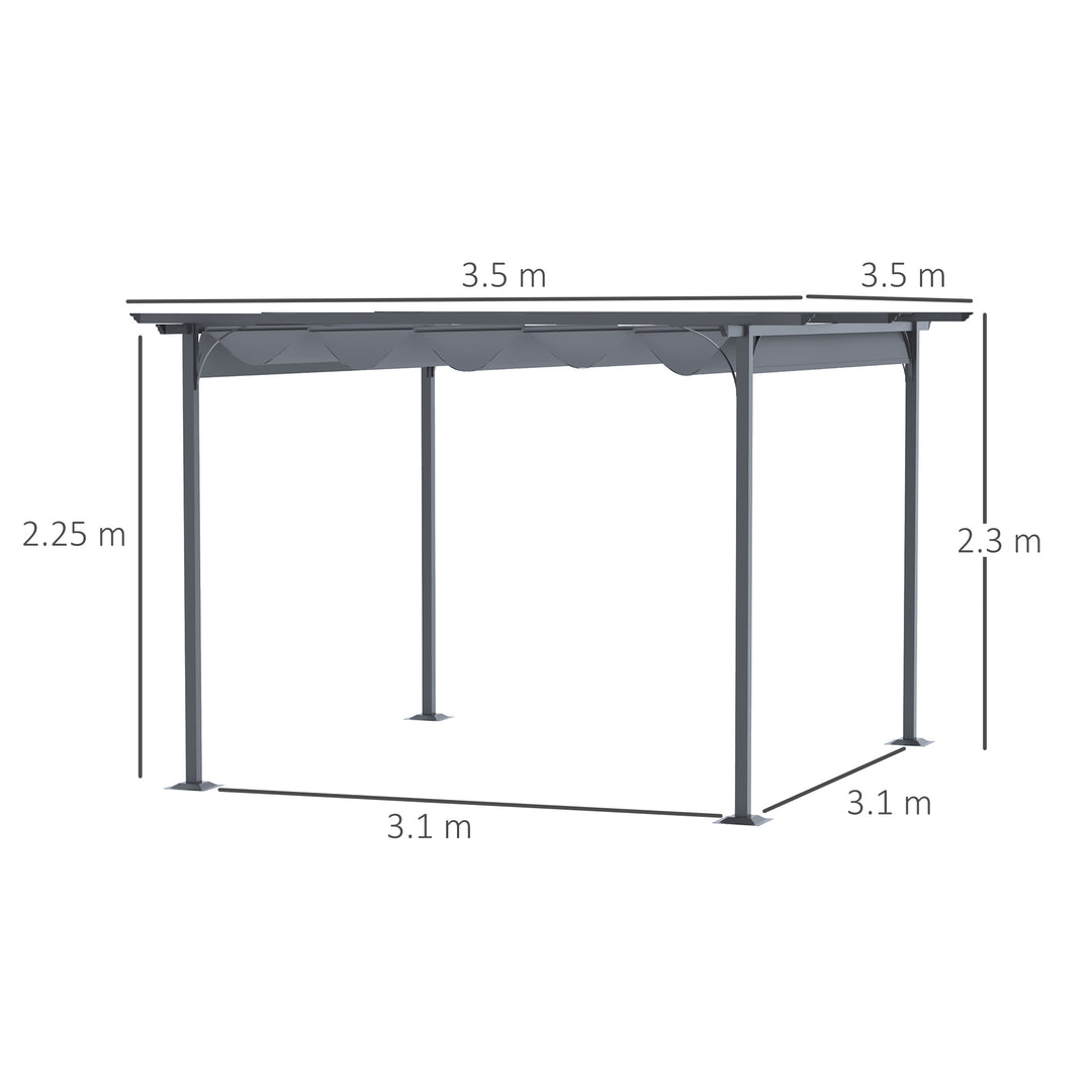 MCL 3.5 Sliding Pergola Canopy Metal Pergola Retractable Canopy for Garden Shade, Grey