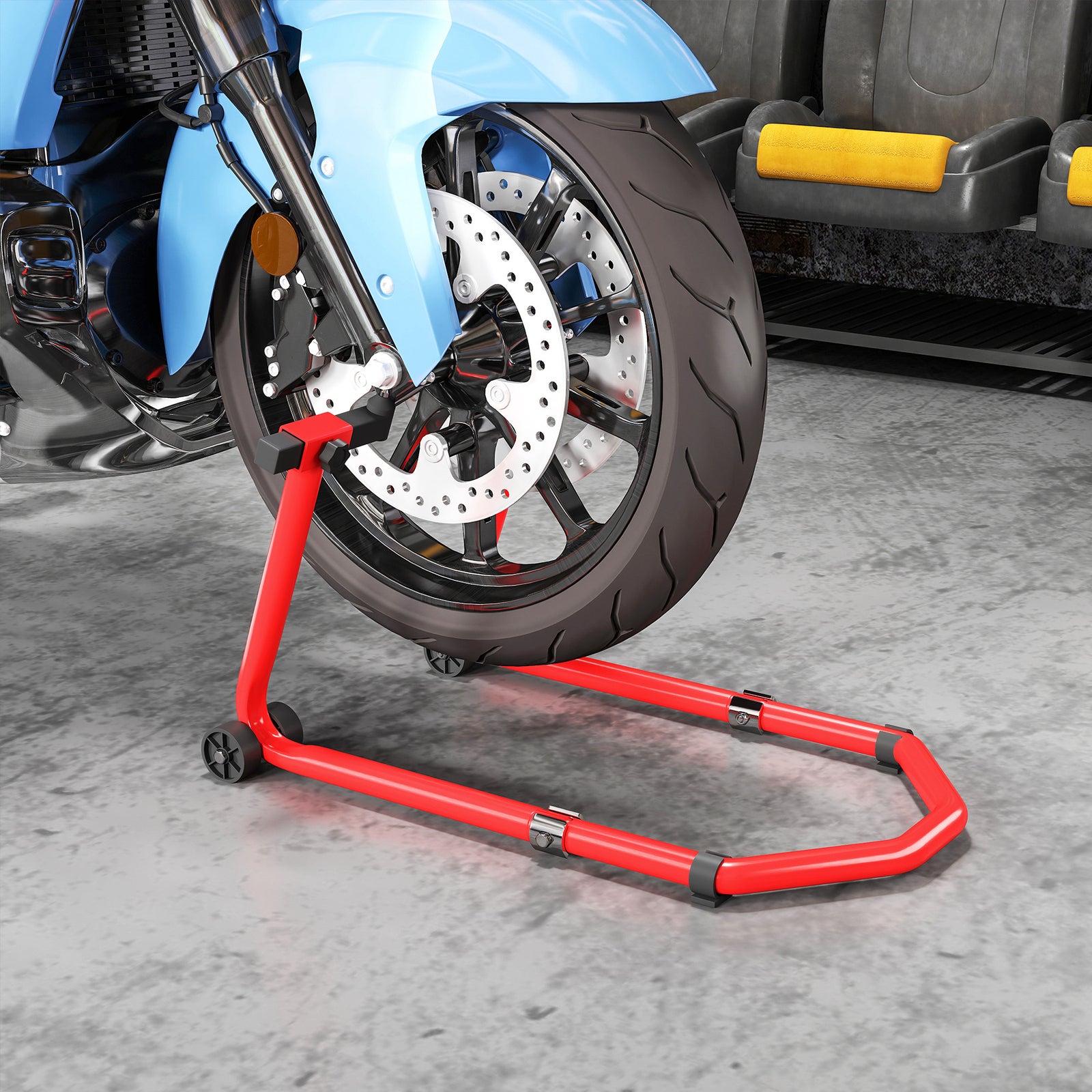 Motorcycle Stand, Front/Rear Paddock Stand, with 390 kg Weight Capacity, Red
