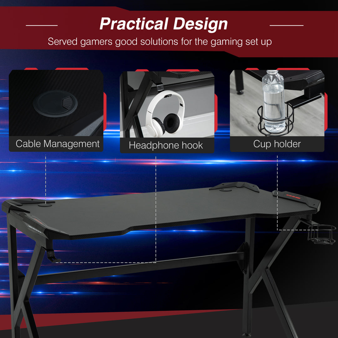 Gaming desk with Cup Holder Headphone Hook Feet Adjustable 120 x 66 x - view 5