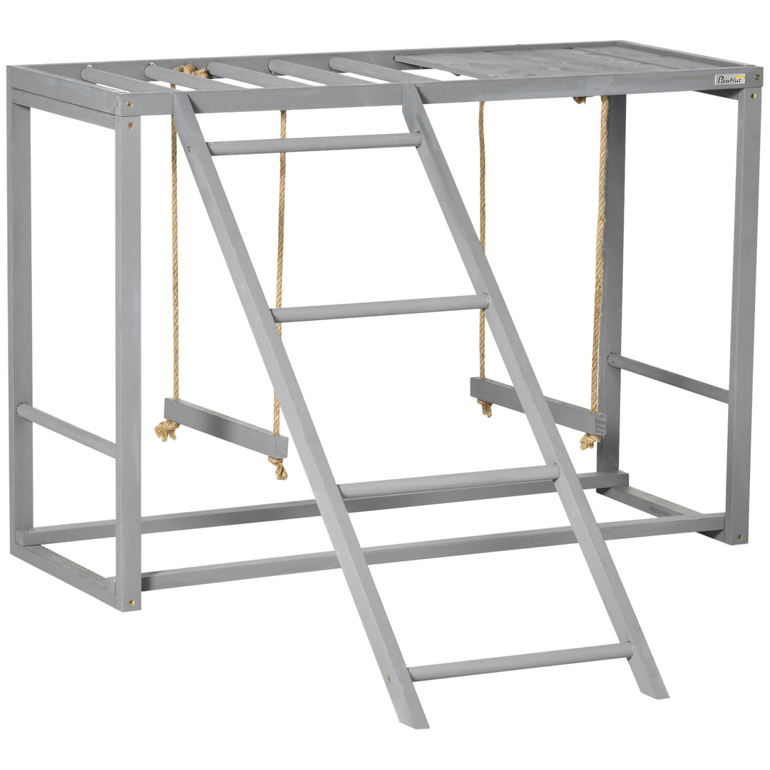 Chicken Activity Play with Swing Set for 3-4 Chickens, Wooden Chicken Coop, Grey