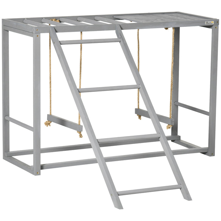 Chicken Activity Play with Swing Set for 3-4 Chickens, Wooden Chicken Coop, Grey
