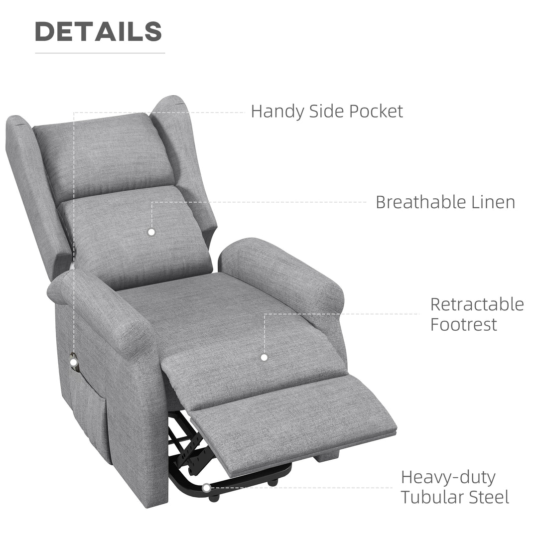 HOMCOM Power Lift Chair for the Elderly with Remote Control, Fabric Electric Recliner Chair for Living Room, Grey | Aosom UK