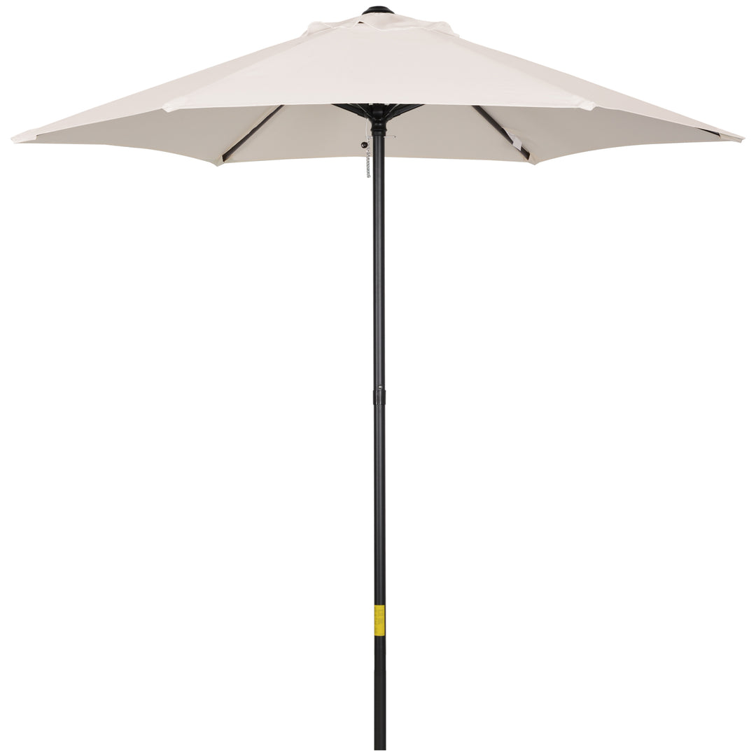 MCL 2m Garden Parasol Umbrella, Outdoor Sun Shade with 6 Sturdy Ribs for Balcony, Bench, Garden, Cream White